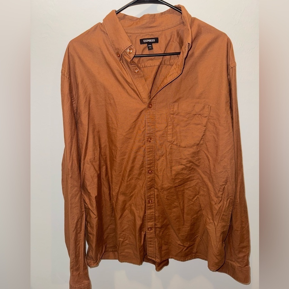 Express Men's Rust Button Down Shirt XL